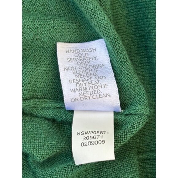 J Jill Silk Cotton Sweater V-neck Large Green Long Sleeve - Picture 5 of 5